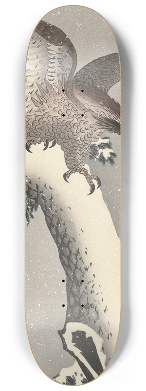 Ohara Koson - Eagle on snowy pine tree 8.25 inch art skate deck