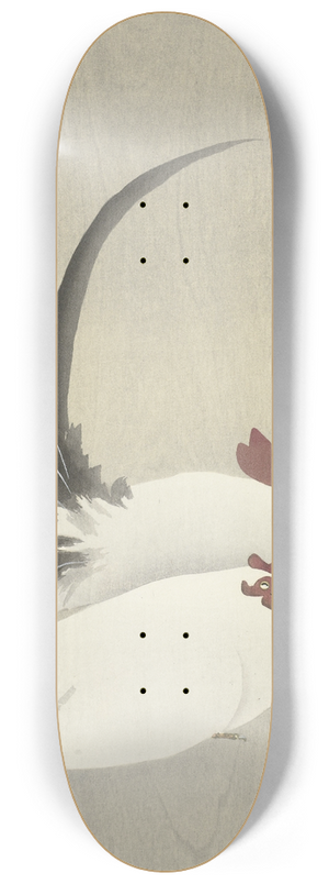 Ohara Koson - Rooster and hen 8.25 inch art skate deck