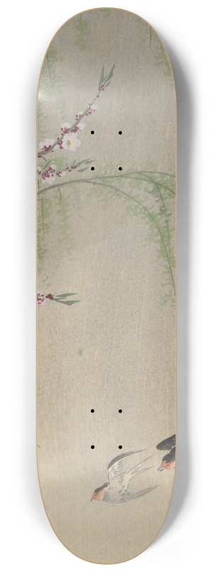 Ohara Koson - Swallows in flight 8.25 inch art skate deck