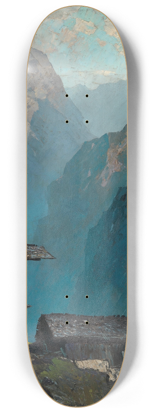 Oskar Mulley - Lonely farmhouse amidst mountains 8.25 inch art skate deck