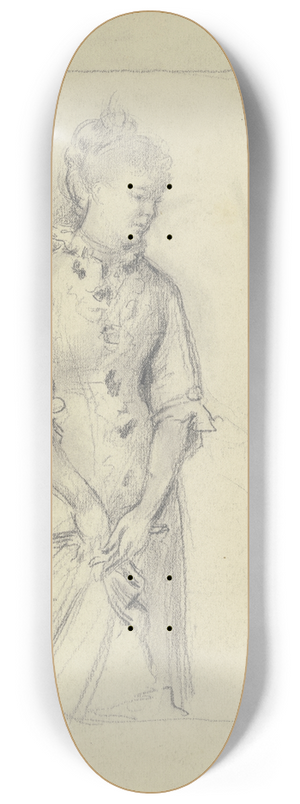 Otto Scholderer - Lady with fan 8.25 inch art skate deck