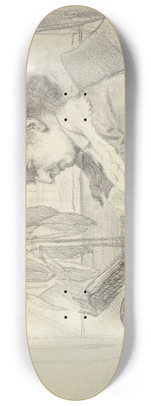 Otto Scholderer - Luise Scholderer lesend mit Katze 8.25 inch art skate deck