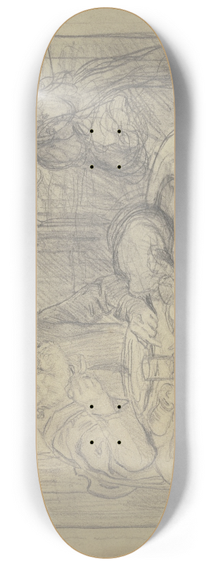 Otto Scholderer - Mann am Esstisch mit Kind und Katze 8.25 inch art skate deck