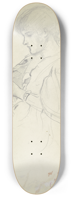 Otto Scholderer - Sitzendes Mdchen im Profil, flechtend 8.25 inch art skate deck