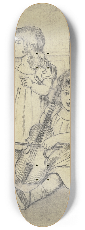 Otto Scholderer - Zwei musizierende Kinder 8.25 inch art skate deck