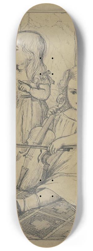 Otto Scholderer - Zwei musizierende Kinder 8.25 inch art skate deck