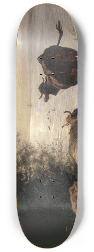 Johann Rudolf Koller - Cows by the Lakeside 8.25 inch art skate deck