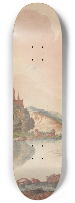 Johann Teyler - Gezicht op Kasteel Rheinfels aan de Rijn 8.25 inch art skate deck