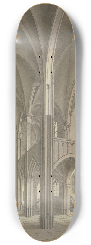 JOHANN VGELIN - Blick in eine gotische Kirche mit Staffagefiguren in Kostmen des 17. Jahrhunderts 8.25 inch art skate deck
