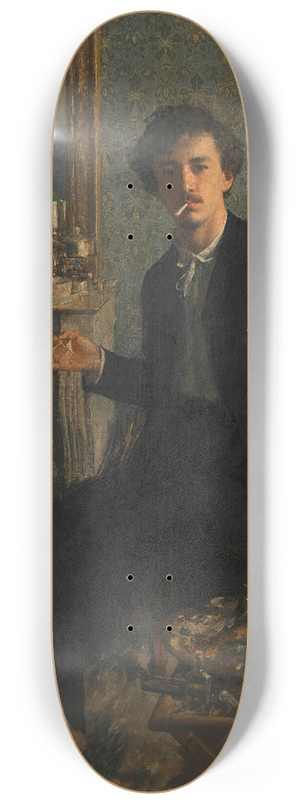 Johann Victor Krmer - Selbstbildnis am Kamin 8.25 inch art skate deck