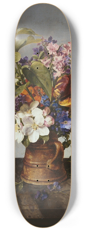 Johann Wilhelm Preyer - Garden bouquet in the jug 8.25 inch art skate deck