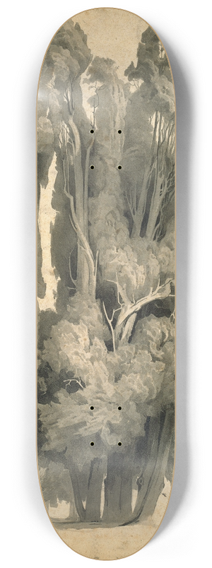 Johann Wilhelm Schirmer - Cypresses in the Park at Villa dEste in Tivoli 8.25 inch art skate deck