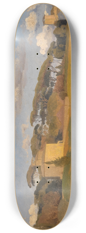 Johann Wilhelm Schirmer - Die Casina di Raffaello und ein Aussichtsturm im Park der Villa Borghese 8.25 inch art skate deck