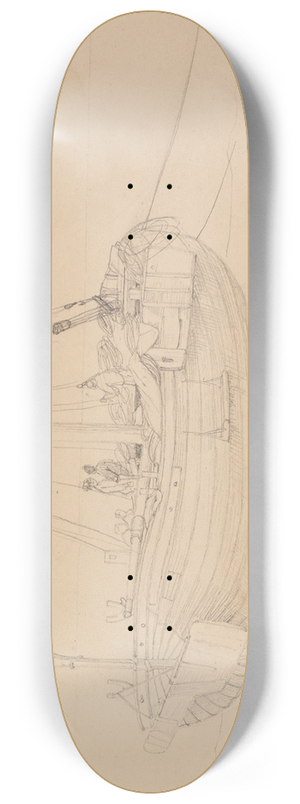 Johann Wilhelm Schirmer - Fischerkahn am Strand von Scheveningen, fol. 29 8.25 inch art skate deck