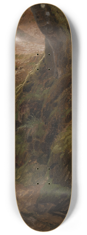 Johann Wilhelm Schirmer - Waldbschung mit Baumstamm 8.25 inch art skate deck
