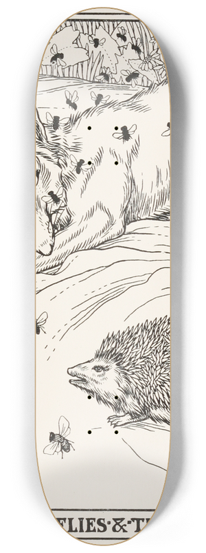 Percy J. Billinghurst - The Fox, the Flies, and the Hedgehog 8.25 inch art skate deck