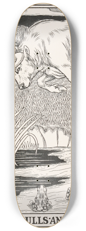 Percy J. Billinghurst - The Two Bulls and the Frog 8.25 inch art skate deck