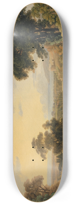 Peter Birmann - Hilly Landscape with River and Bridge 8.25 inch art skate deck