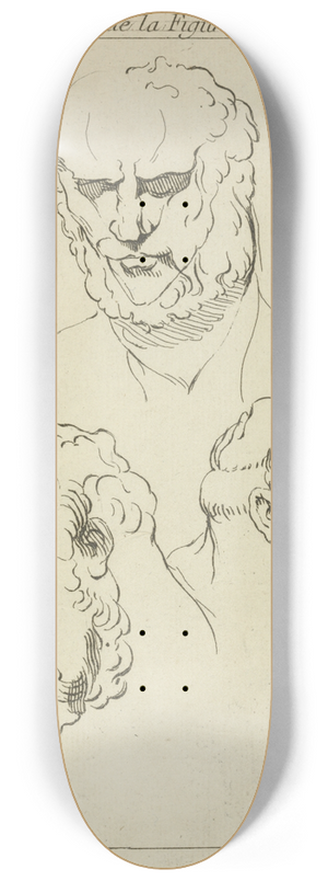 Peter Paul Rubens - Three studies of a mans head and beard 8.25 inch art skate deck