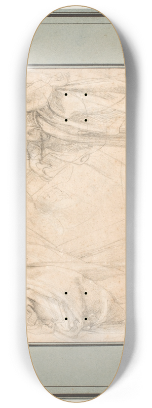 Peter Paul Rubens - Two drafts for the Apostle Andrew and a study for Melchizedek 8.25 inch art skate deck