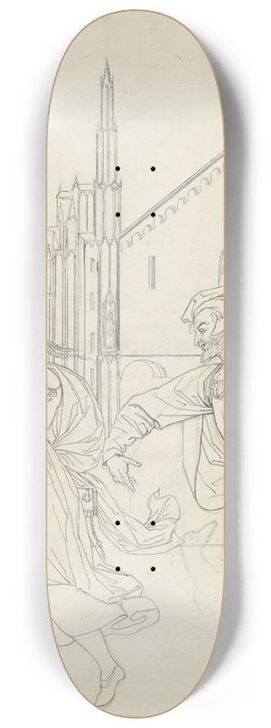 Peter von Cornelius - Szene am Ausgang der Kirche 8.25 inch art skate deck
