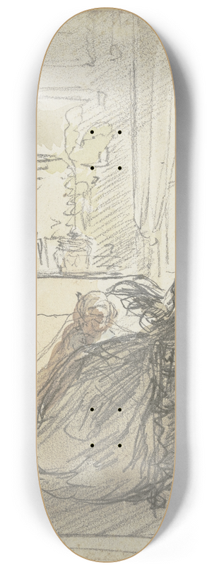 Philipp Rumpf - Frau mit einem Buch am Fenster sitzend 8.25 inch art skate deck