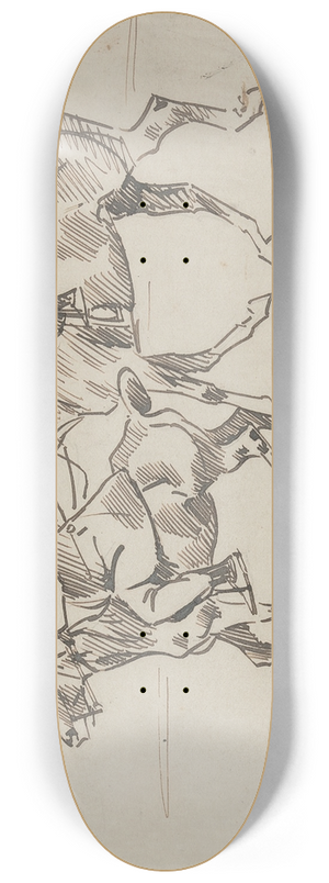 Philip William May - A Man and a Boy Riding on a Beach 8.25 inch art skate deck