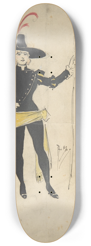Phil May - Costume Drawing for Little John 8.25 inch art skate deck