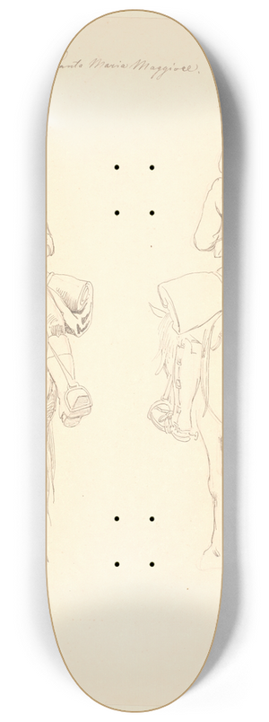 Johan Thomas Lundbye - Campagnol til hest, set forfra og bagfra, samt studie af en hests bagben 8.25 inch art skate deck Johan Thomas Lundbye - Campagnol til hest, set forfra og bagfra, samt studie af en hests bagben 8.25 inch art skate deck