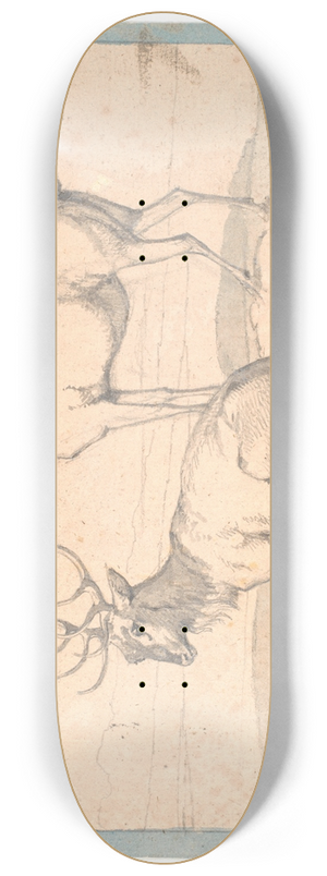 Johan Thomas Lundbye - En liggende hjort og en stende hind 8.25 inch art skate deck Johan Thomas Lundbye - En liggende hjort og en stende hind 8.25 inch art skate deck