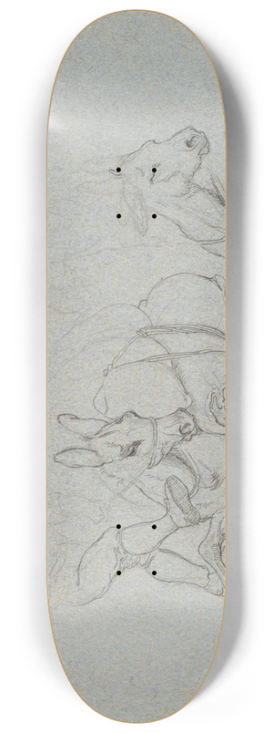 Johan Thomas Lundbye - Liggende sel, der piskes og sparkes af en frer Th to studier af et liggende og et stende sel 8.25 inch art skate deck