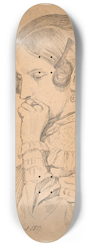 Johan Thomas Lundbye - Portrt af en ung dame, 3-4 profil mod venstre 8.25 inch art skate deck