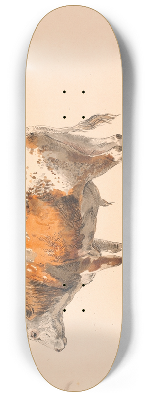 Johan Thomas Lundbye - Stende rdbroget tyr, vendt mod venstre, set skrt bag-fra 8.25 inch art skate deck Johan Thomas Lundbye - Stende rdbroget tyr, vendt mod venstre, set skrt bag-fra 8.25 inch art skate deck