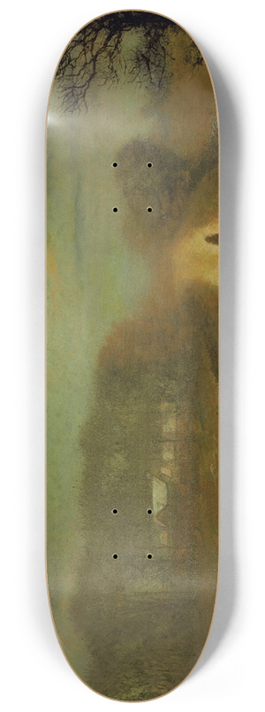 John Atkinson Grimshaw - A moonlit landscape 8.25 inch art skate deck