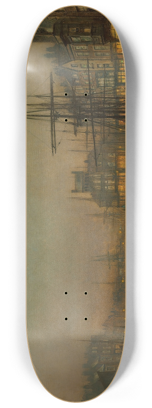 John Atkinson Grimshaw - Whitby at night 8.25 inch art skate deck