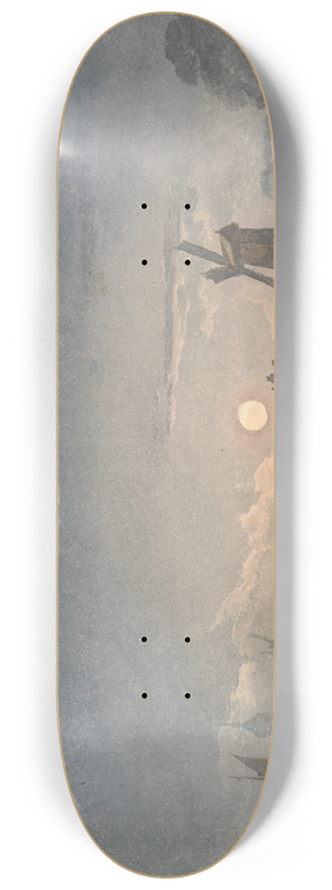 John Berney Crome - Moonlight on the River near Bruges 8.25 inch art skate deck