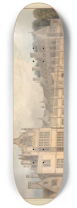 John Buckler - South East View of Rushton hall, Northamptonshire 8.25 inch art skate deck