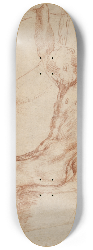 Polidoro da Caravaggio - Study of a Man with Various Sketches 8.25 inch art skate deck