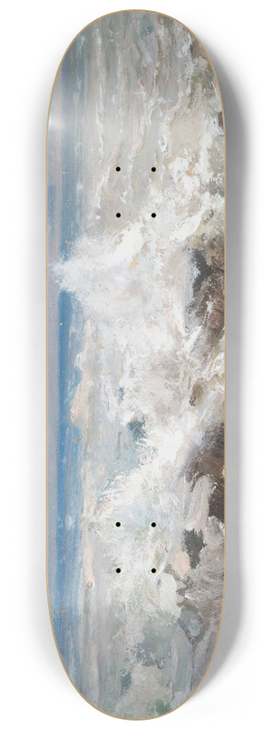 Pompeo Mariani - Waves crashing on the rocks at Bordighera 8.25 inch art skate deck