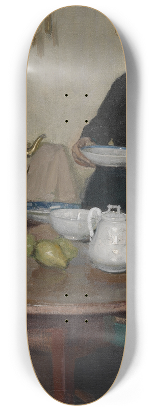 Richard E. Miller - Woman at the Coffee Table 8.25 inch art skate deck