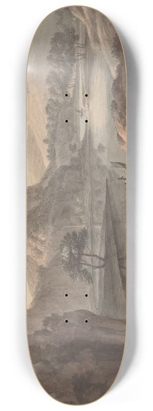 Robert Adam - River Landscape with a Castle 8.25 inch art skate deck