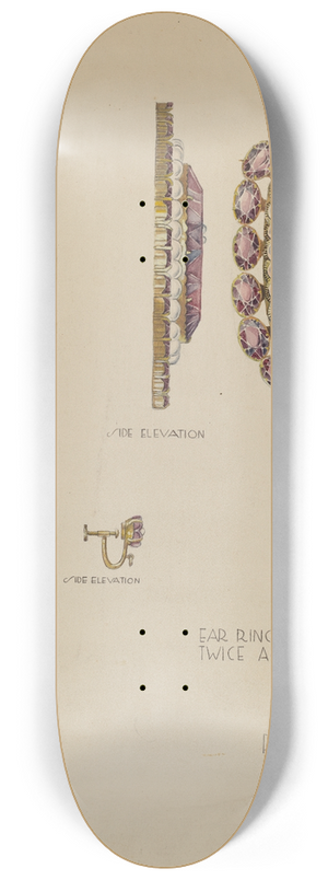 Roberta Elvis - Brooch and Earrings 8.25 inch art skate deck