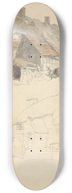 Robert Hills - Sketches of Cottages; Two Studies on one Sheet 8.25 inch art skate deck