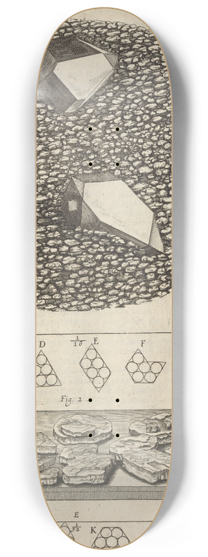 Robert Hooke - Microscopic view of small diamants [diamonds] 8.25 inch art skate deck