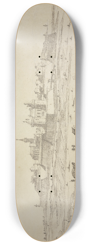 Robert van den Hoecke - Ansicht einer befestigten Stadt, links vorne eine Kapelle 8.25 inch art skate deck