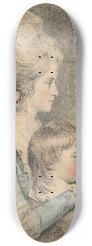 John Downman - Portrait of Miss Dehany Hall (1759-1822) and her nephew Charles Lawrence (1776-1853) 8.25 inch art skate deck