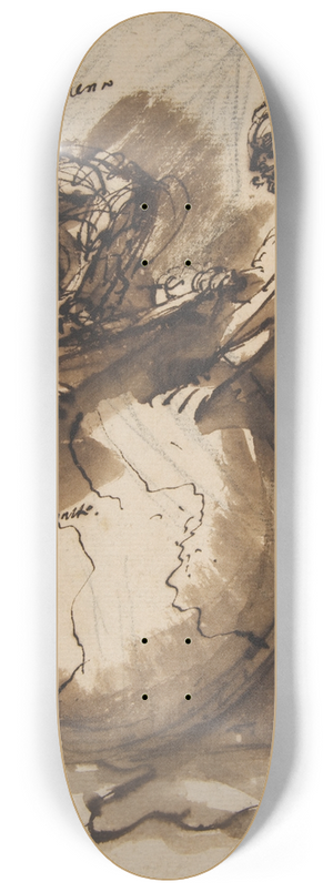 Salvator Rosa - Three Figures around a globe 8.25 inch art skate deck