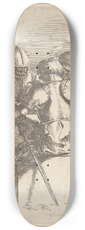 Salvator Rosa - Three Soldiers in Conversation 8.25 inch art skate deck