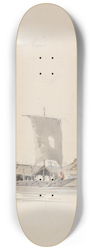 Samuel Davis - River View with a Junk (near Rajmahal) 8.25 inch art skate deck