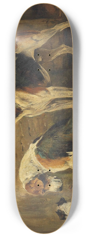 John Emms - Waiting for the Hunt; a Terrier and Two Hounds 8.25 inch art skate deck